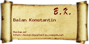 Balan Konstantin névjegykártya